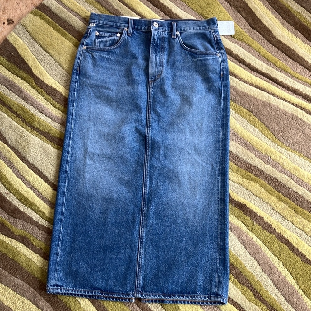 CITIZENS OF HUMANITY free people 
Daru Peri maxi denim Pencil Skirt 28 NW - Picture 9 of 13